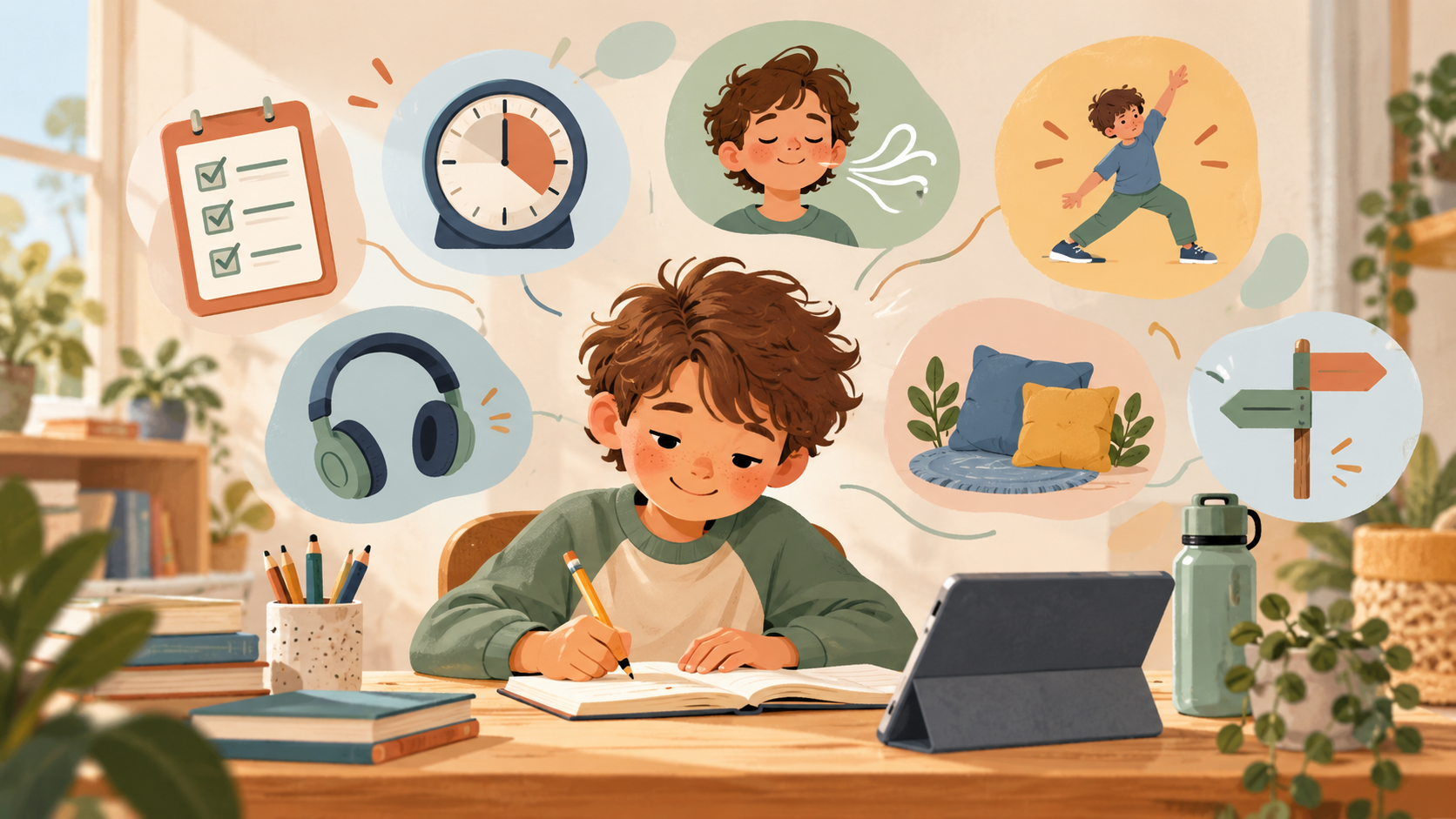 Child with ADHD using practical strategies to support focus, emotional regulation, self-control and everyday routines.